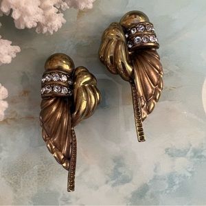 ERMANI BULATTI Vintage 80s Italian Brass Statement Runway Earrings RARE